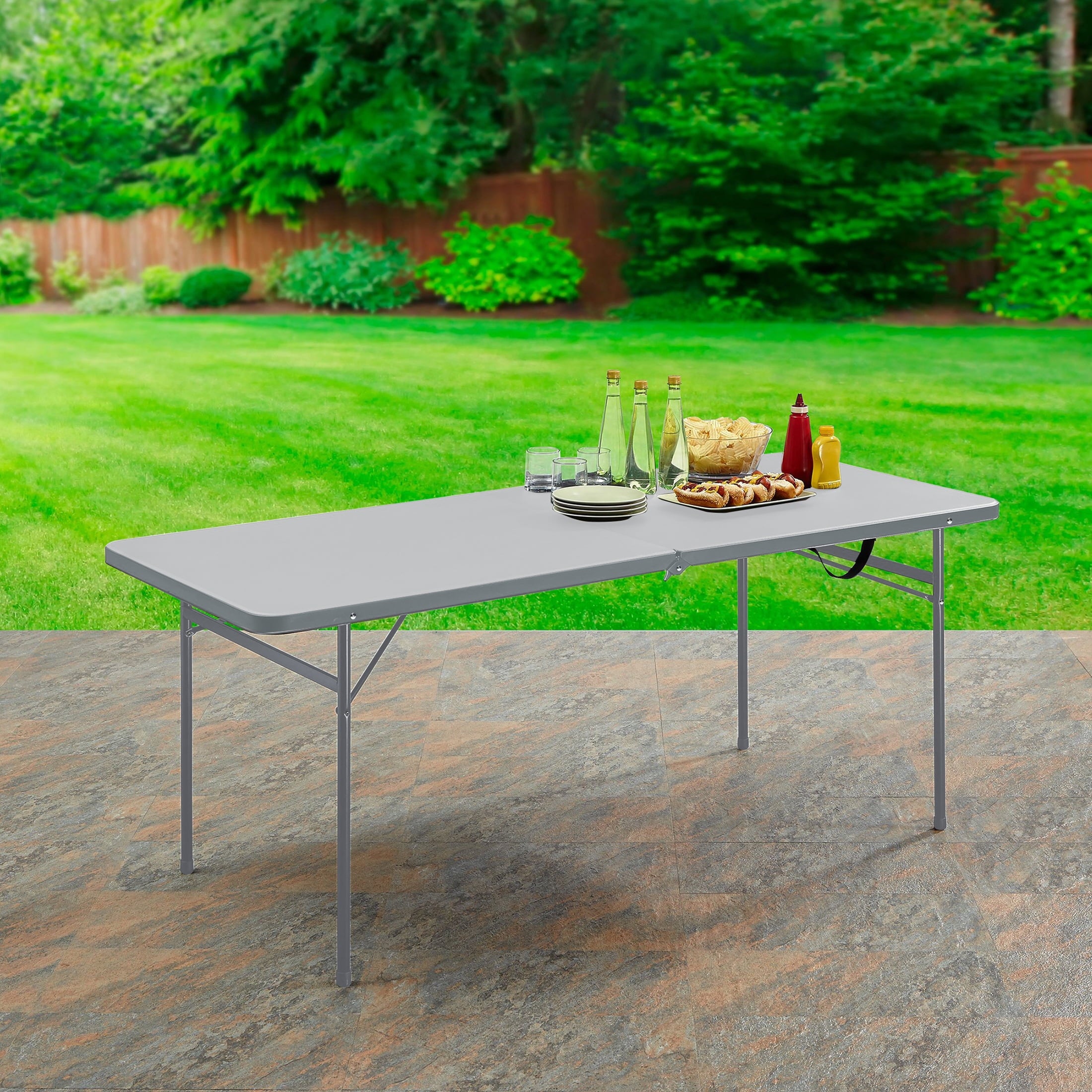 Mainstays 6' Rectangle Centerfold Folding Table, White