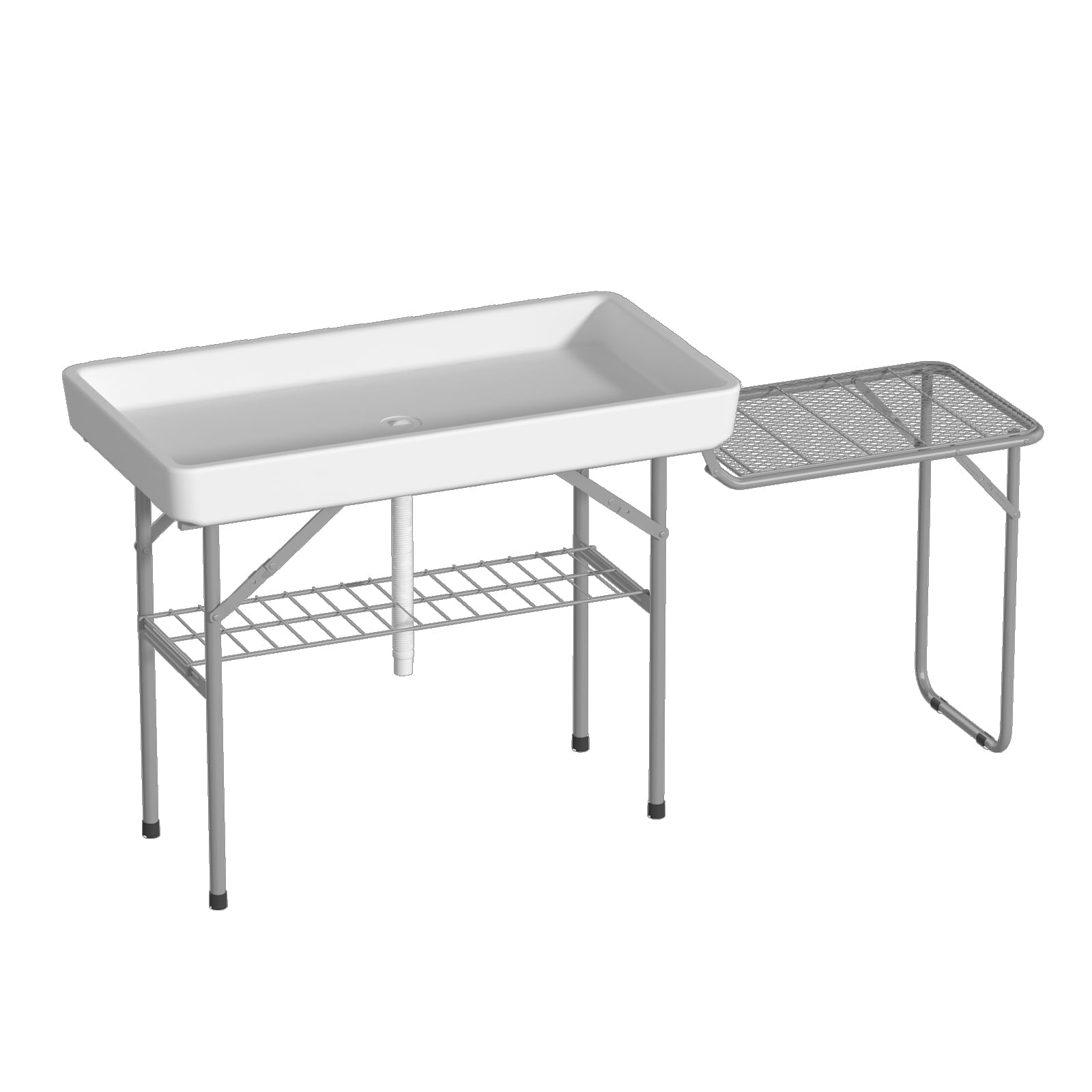 EVOKEDEN 42.5 Fish Cleaning Table w/ Sink, Folding Camping Table & Fish Cleaning Station w/ Measure Mark
