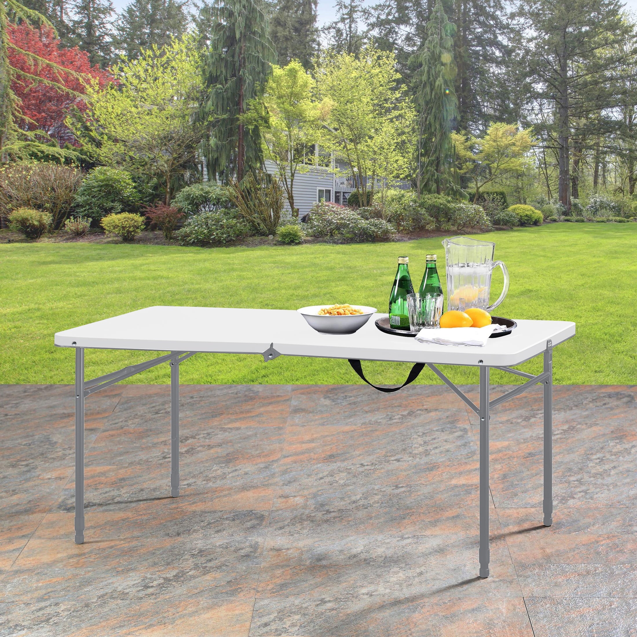 Mainstays 4' Adjustable Height Centerfold Folding Table, Black