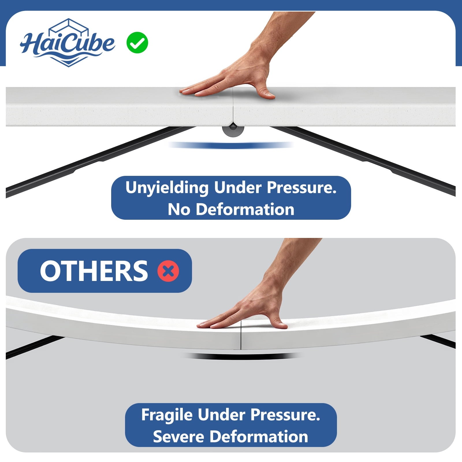 HaiCube 6FT Folding Table, Heavy Duty Portable Table, Waterproof HDPE, Foldable for Picnic, Party, Camping, Dining, BBQ, Indoor & Outdoor, White