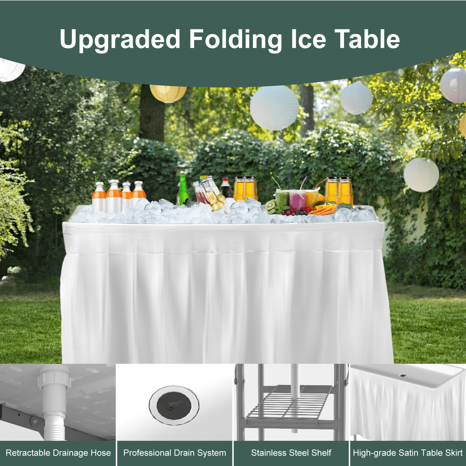EVOKEDEN 42.5 Fish Cleaning Table w/ Sink, Folding Camping Table & Fish Cleaning Station w/ Measure Mark