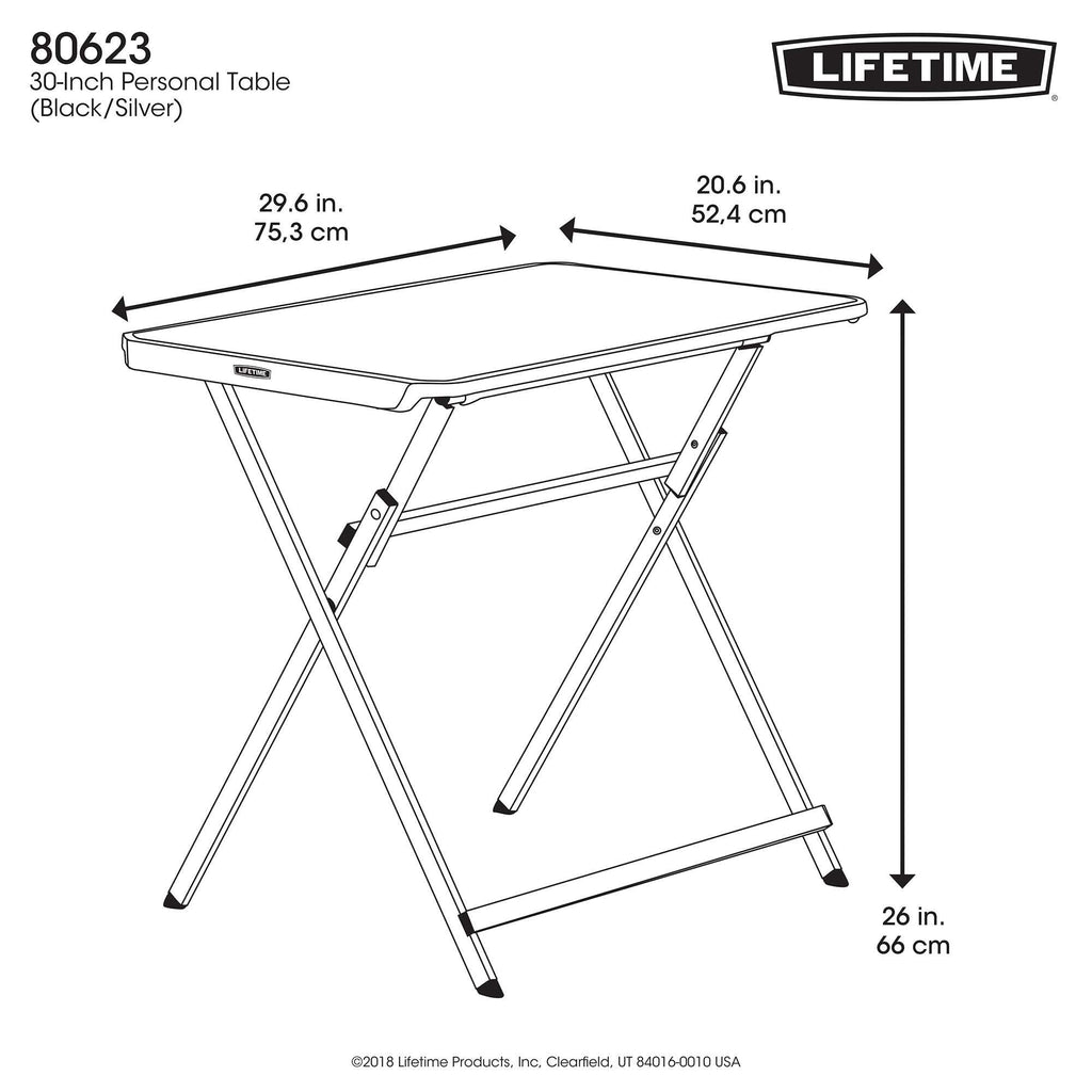 Lifetime 30-Inch Rectangle Folding Table, Light Commercial Grade, Indoor/Outdoor, Black
