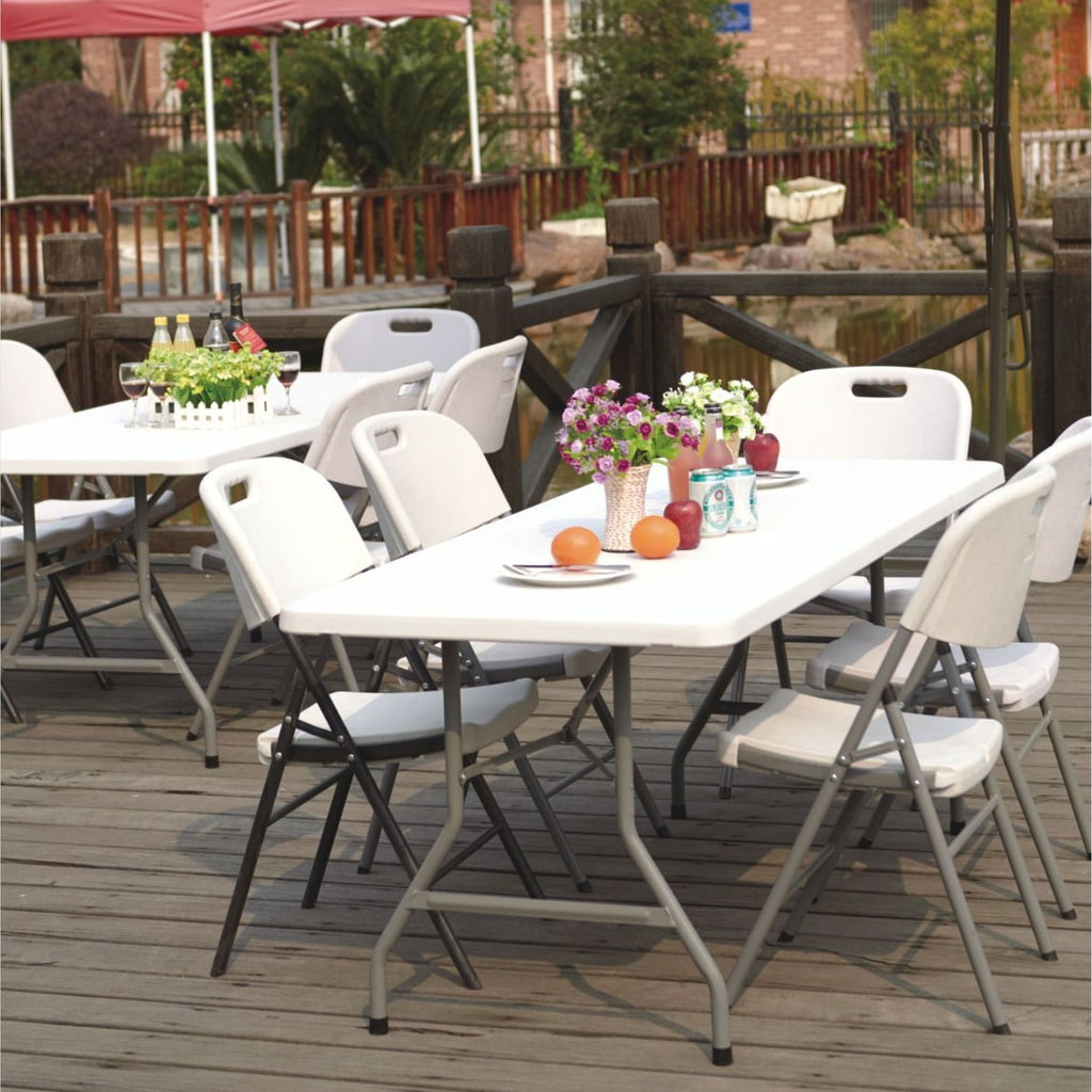Leumius 6 Foot Folding Table,Fold-in-Half Plastic Table,Indoor Outdoor Picnic Party Dining Camp Tables,White