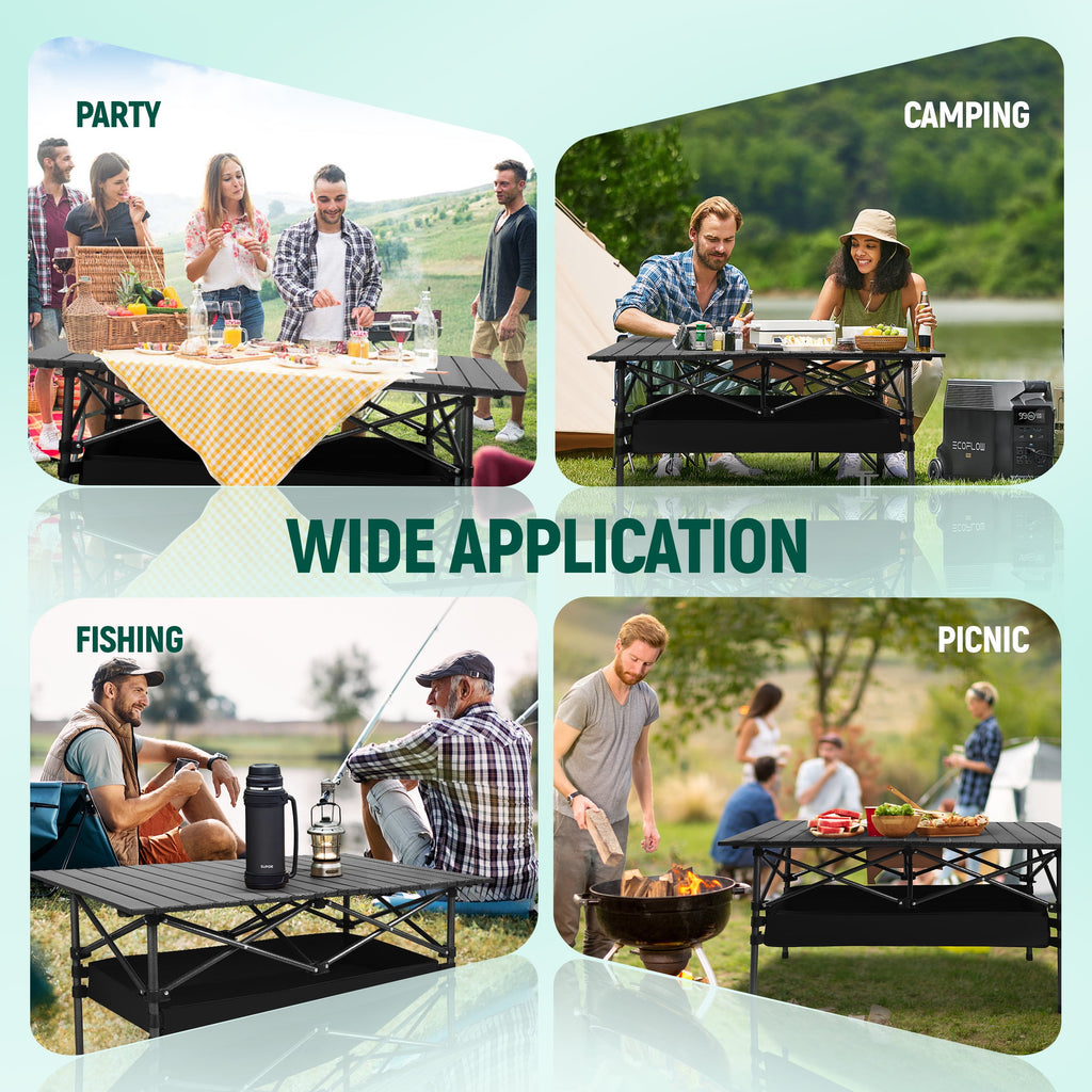 AMTPM Folding Camping Table Portable Outdoor Table(No Net Bag), Lightweight 0.5mm Steel Lightweight Camping Table,   for Indoor & Outdoor Picnic Hiking, Backpacking, Beach，37x 22