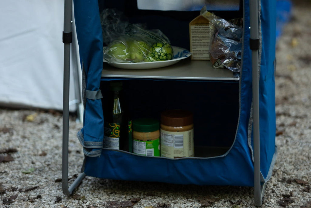 Ozark Trail 3-Shelf Collapsible Cabinet with Table Top, Blue, 23L x 19W