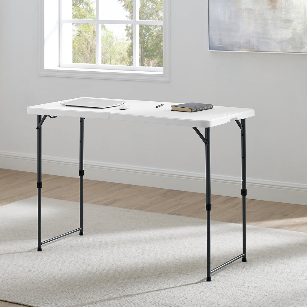 Mainstays 4' Adjustable Height Centerfold Folding Table, White